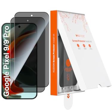 Imagem de Pacote com 2 protetores de tela de vidro temperado para Google Pixel 9/9 Pro/9 Pro XL, película protetora de tela à prova de quebra de dureza 9H, desbloqueio ultrassônico de impressão digital