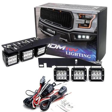 Imagem de iJDMTOY Kit de luz de neblina de LED compatível com Ford F150 Raptor 2017, inclui (6) cubos de LED CREE de alta potência 24W 2x3, suportes de montagem na área de abertura do para-choque inferior e kit