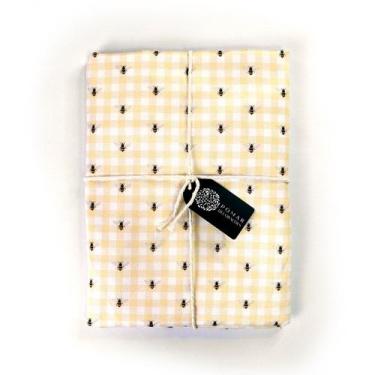 Imagem de Toalha Redonda Mel Sol Xadrez Vichy Amarelo com Abelhas P4TMR0041 - Po
