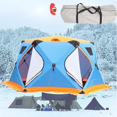 Imagem de Barraca de Pesca de Inverno, Abrigo Portátil para no Gelo para 6 a 12 Pessoas, Barraca Hexagonal, Fácil de Montar, Barraca Pop-Up para no Gelo com Entrada para Chão-Blue||2.2