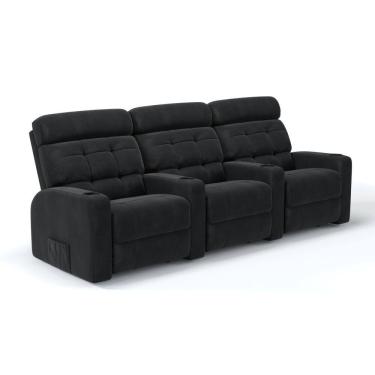 Imagem de Sofá 3 Lugares Reclinável Manual Linha Cinema Em Suede