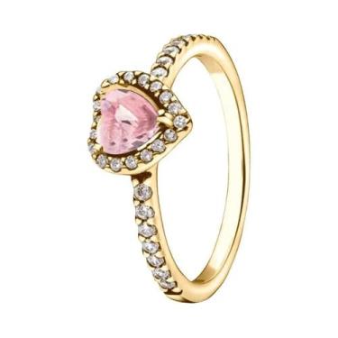 Imagem de Anel Em Forma De Coração Com Pedra Vermelha Em Prata Esterlina 925 Cor