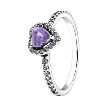 Imagem de Anel Em Forma De Coração Com Pedra Vermelha Em Prata Esterlina 925 Cor