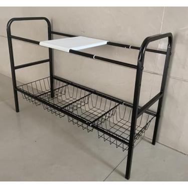 Imagem de Dazioter Organizador e armazenamento sob a pia prateleiras expansíveis de 2 camadas para armário de cozinha com 4 cestas e 4 painéis para prateleira de balcão de banheiro despensa