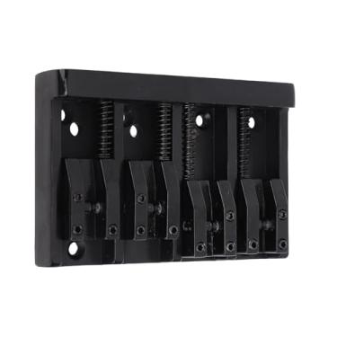 Imagem de Jiawu Ponte de Baixo de 4 Cordas, Pontes de Guitarra Ajustáveis, Substituição de Montagem de Ponte para Baixo Elétrico Jazz (Preta)