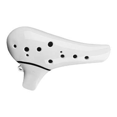Imagem de MotiveTech Ocarina de 12 Furos, Afinação em Dó Maior, com Estojo para Guardar, Ideal para Presente Profissional, Branco