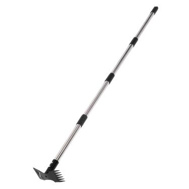 Imagem de TOPINCN Ancinho Extrator de Ervas Daninhas, Ancinho de Remoção de Ervas Daninhas Com Borda e Alça de Aço Inoxidável Ajustável, Ferramenta Extrator de para Jardinagem