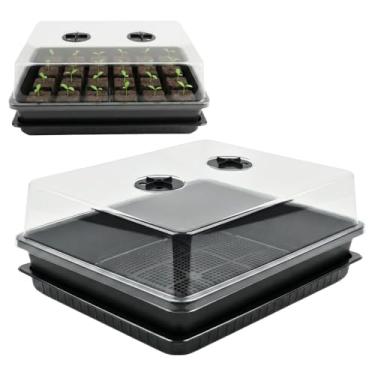 Imagem de ILITING Conjunto de 5 bandejas de bloqueio de solo, kits iniciantes de sementes de 38 x 30 cm, bandejas inferiores de malha com cúpulas e bases ventiladas de umidade, suprimentos de berçário para