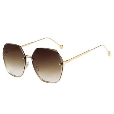 Imagem de Óculos de Sol Degradê Unissex Sem Aro Metálico com Proteção UV400 para Esportes ao Ar Livre, Corrida e Ciclismo, Cor Chá