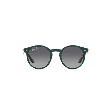 Imagem de Ray-Ban Óculos de sol redondos RJ9064S para crianças, Opala verde/cinza dégradé polarizado, 44 mm