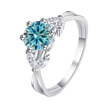 Imagem de Anel Solitário De Diamante Moissanite De 1ct Para Mulheres Em Prata Es