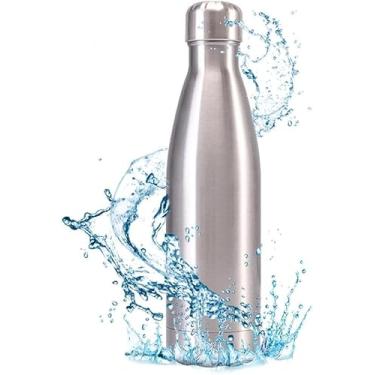 Imagem de Garrafa De Água Portátil, Estilo Boliche Inox Térmica Squeeze Com Camada Dupla Para Academia Esporte 750 ML Quente Frio BELA JOY (CROMADO)
