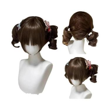 Imagem de Peruca Sintética Curta E Cacheada Para Mulheres, Estilo Lolita, Com Fr