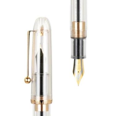 Imagem de XMKT Caneta-tinteiro acrílica transparente, ponta EF/F/M, papelaria, material escolar, canetas de escrita PK 9019(H-Transparente, 0,5)