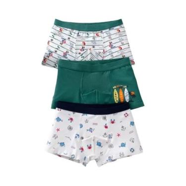 Imagem de Cueca De Algodão Para Meninos Com Estampa De Urso Em 3 Peças, Shorts L