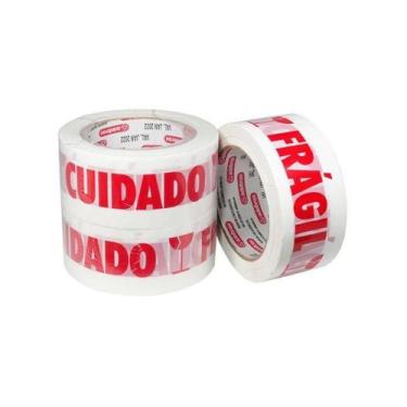 Imagem de Fita Adesiva Cuidado Fragil - 2 Rolos (48MMX100MT) Adelbras