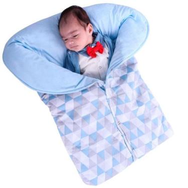 Imagem de Porta Bebê Saco de Dormir Inverno 100% Algodão Aconchego Baby Azul - V