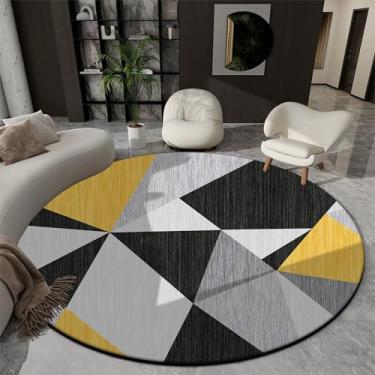 Imagem de Tapetes redondos geométricos para sala de estar, decoração de luxo, tapetes grandes e macios de pelúcia para quarto, escritório, cadeira, piso (100 x 100 cm/Flanela - 2)