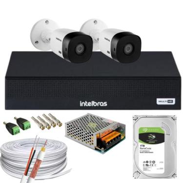 Imagem de Kit Intelbras 2 Camera Seg 1220B Fullhd Dvr Mhdx 3004-C +1Tb