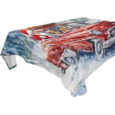 Imagem de Blueangle Toalha de mesa vermelha vintage para carro – Toalha de mesa retangular de poliéster impermeável e resistente a manchas para ambientes internos e externos, 152 x 274 cm (692)
