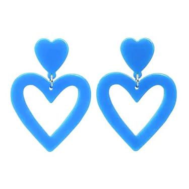 Imagem de Brincos de coração rosa, 2 peças, brincos pendentes de coração grande, brincos de acrílico de coração de amor para mulheres e adolescentes presentes (roxo), Acrílico, Sem pedra preciosa