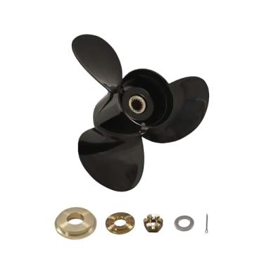 Imagem de SLSRPMT Hélice 13,5 x 15 passo 3 lâminas RH 13 estrias dente com kit de cubo para motor de popa OMC Johnson Evinrude V4 40-140 HP 13 1/2 X 38.1 cm Suporte de alumínio 0765182 765182