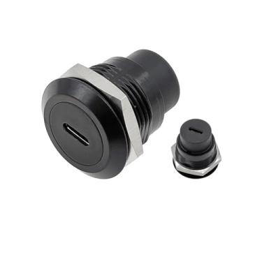 Imagem de 1 unidade de módulo de soquete redondo de metal tipo D RJ45 reto através de rede USB2.0 USB3.0 conector painel montagem HDMI CAT6 (Tipo-C preto)