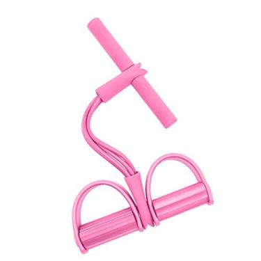 Imagem de Banda de exercício elástica com pedal para pés 4 tubos corda tração abdominais multifuncional academia em casa ioga emagrecimento e musculação