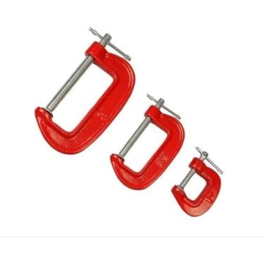 Imagem de Fertak Jogo Grampo Tipo C Para Fixação Peças C/ 3pçs 1 2 3