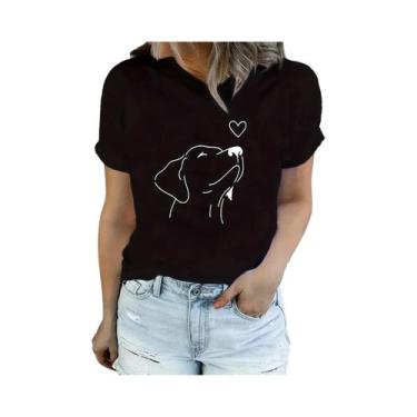 Imagem de Camiseta Esportiva Feminina Com Estampa De Cachorro, Gola Redonda, Man