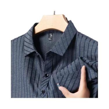 Imagem de Camisa Masculina Casual De Negócios De Manga Curta Estampada Sem Neces