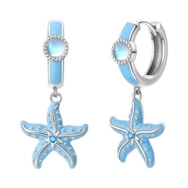 Imagem de Brincos De Estrela Do Mar Coloridos Em Prata Esterlina 925, Joias Fina