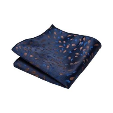 Imagem de Lenço De Bolso Azul Marinho Paisley Floral Para Homens, Para Casamento