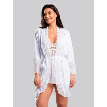 Imagem de Robe Florallys Feminino em Microfibra e Renda Confortável IMi Lingerie