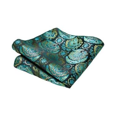 Imagem de Lenço De Bolso Azul Marinho Paisley Floral Para Homens, Para Casamento