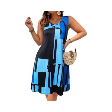 Imagem de Vestido Maxi Sem Mangas Com Decote Redondo Boho plus Size Para Mulhere