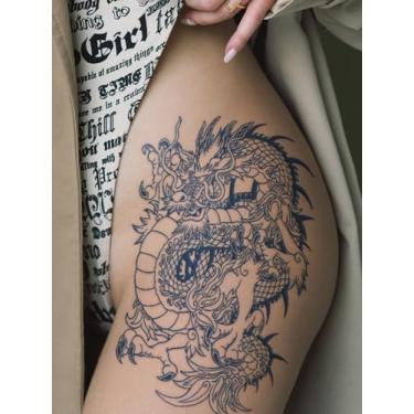 Imagem de Suco de ervas semipermanentes minimalistas tatuagens dragão festa presente feriado ombro pescoço braço perna clavícula corpo tatuagem adesivo impermeável 1