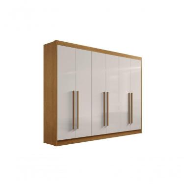 Imagem de Guarda Roupa Casal 6 Portas 7 Gavetas Com Pés Athos - D' Doro Cinamomo/off White