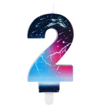Imagem de Velas Aniversário com Tema de Estrelas, Topos Cupcake do Universo Velas da Galáxia Estrela Decorações Festa Aniversário com Tema de Anime (Número 2)