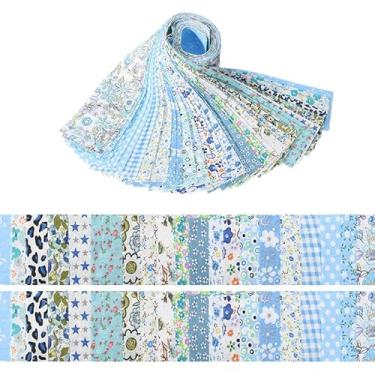 Imagem de 40 peças de tecido floral 100% algodão - para decorações DIY, costura, artesanato, colcha pré-cortada, tecido acolchoado (6,3 cm x 49,8 cm)