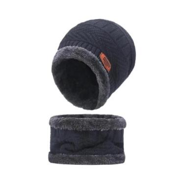 Imagem de Gorro De Inverno Masculino Com Forro De Lã, Cachecol De Lã Grosso, Bal
