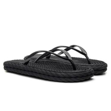 Imagem de Chinelo Sandalia Feminina Tira Lisa Confortavel Elegante Cor Preto-Feminino