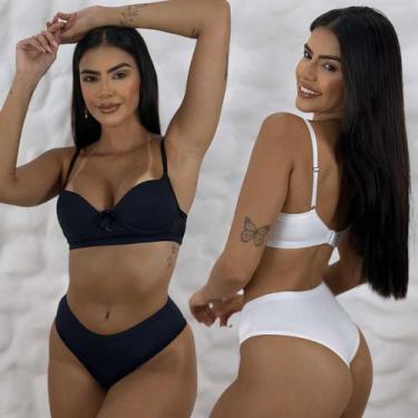 Imagem de Kit 2 Conjuntos De Lingerie Básico Confortável Calcinha em Forro e Alg