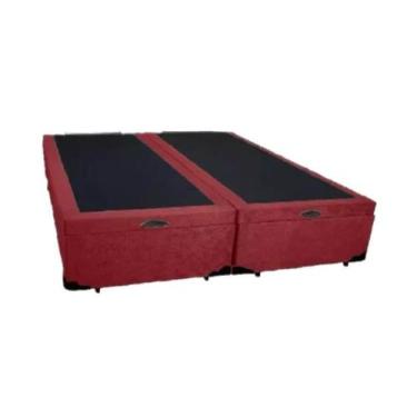 Imagem de Cama Box Baú King Bipartido Suede Vermelho, Imperium do Sono, Estrutur