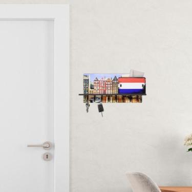 Imagem de Porta Chaves Países Baixos Madeira Parede Pendurador - JABB