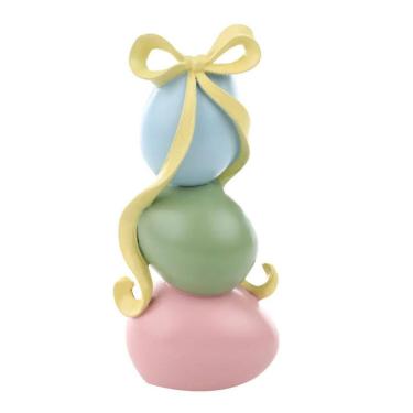 Imagem de Porta Velas De Pascoa Pastries Ovo Colorido C/ Laço 21x8cm