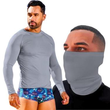 Imagem de Kit Camisa Térmica Proteção Solar Com Balaclava Bandana Masculina Mang