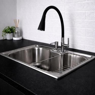 Imagem de Kit Cuba Gourmet Cozinha Aço Inox 201 Torneira Acessórios - Vitorelli 