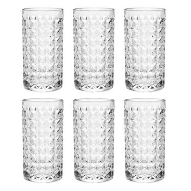 Imagem de Kit Jogo Conjunto De 6 Copos Moderno Decorado 310ml Para Água Refri Su