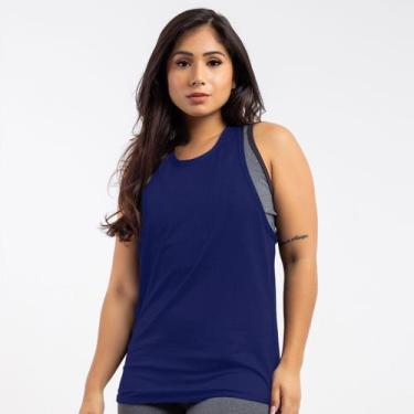 Imagem de Blusa Regata Telinha Fitness Academia Corrida Viére - Vière, Azul, GG